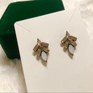 Peach & Gold Rhinestone Stud Earrings